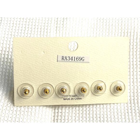 Mia Collection Set of 3 Gold-Toned Studded Ball Post Earrings - Picture 4 of 5